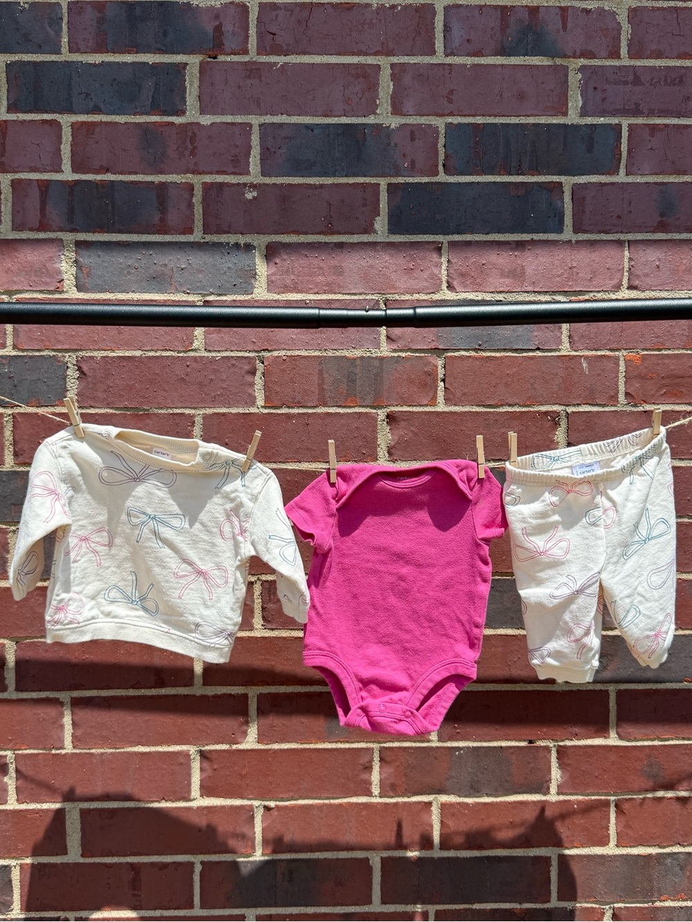 Carter’s Pink Short-Sleeve Bodysuit and Bow Sweat Set